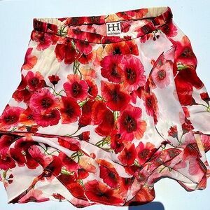 Haute Hippie silk mini skirt beautiful floral print, size XS